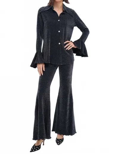 Sleeper Cosmos Lurex Lounge Suit With Pants In Black
