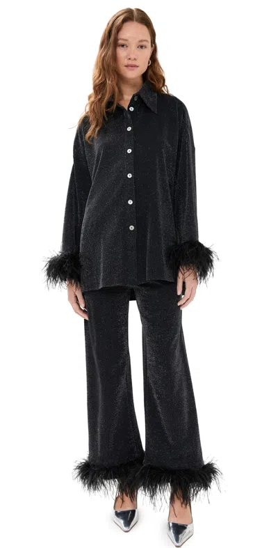Sleeper Cosmos Oversized Metallic Pajama Set Black
