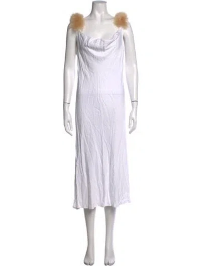 Pre-owned Sleeper Cowl Neck Long Dress In White