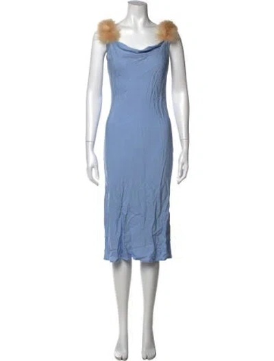 Pre-owned Sleeper Cowl Neck Midi Length Dress In Blue