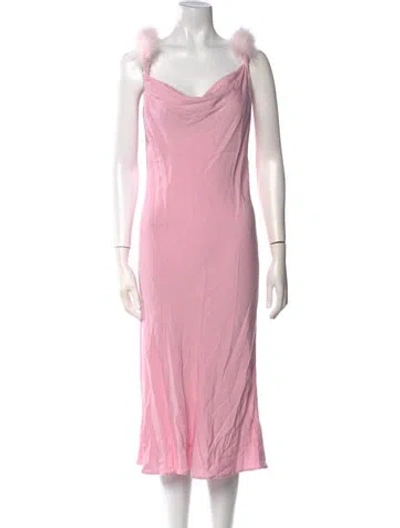 Pre-owned Sleeper Cowl Neck Midi Length Dress In Pink