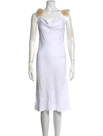 Pre-owned Sleeper Cowl Neck Midi Length Dress In White