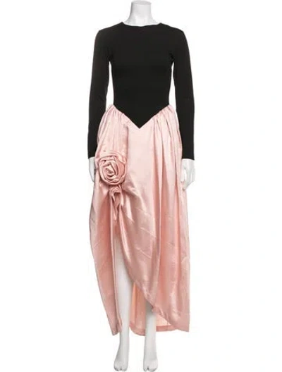 Pre-owned Sleeper Crew Neck Long Dress In Black/pink