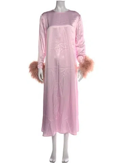 Pre-owned Sleeper Crew Neck Long Dress In Pink