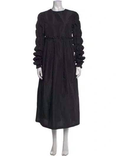 Pre-owned Sleeper Crew Neck Midi Length Dress In Black