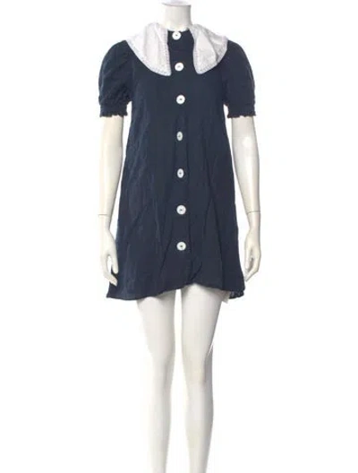 Pre-owned Sleeper Crew Neck Mini Dress In Blue