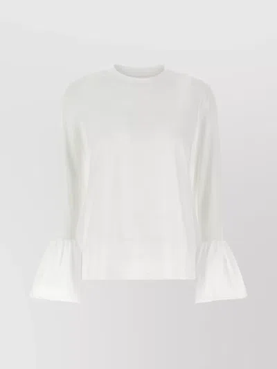 SLEEPER CREW NECK RUFFLED T-SHIRT WITH FLARED CUFFS