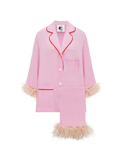 Sleeper Detachable-feathers Pajama Set In Pink