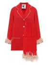 Sleeper Detachable-feathers Pajama Set In Red