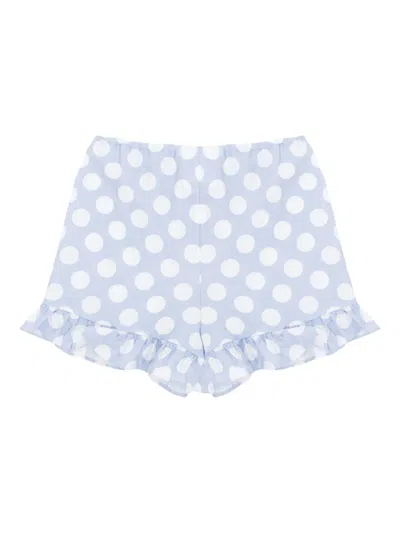 Sleeper Dotted Ruffled Shorts In Blue