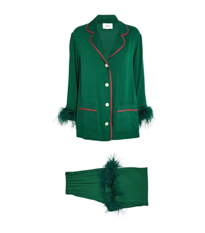 Sleeper Double Feather-trimmed Party Pyjama Set In Green