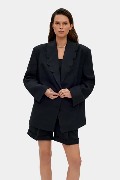 Sleeper Dynasty Linen Blazer Jacket In Black