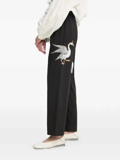 Sleeper Embroidered Trousers In Black