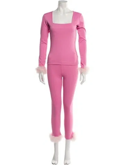 Pre-owned Sleeper Faux Fur Trim Lounge Set In Pink