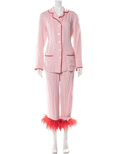 Pre-owned Sleeper Faux Fur Trim Pajamas In Pink