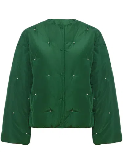 Sleeper Embellished Shell Jacket In Green