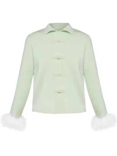 Sleeper Feather-detail Cardigan In Green