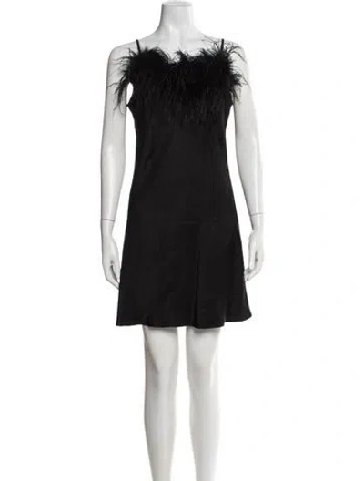 Pre-owned Sleeper Feather Trim Nightgown In Black