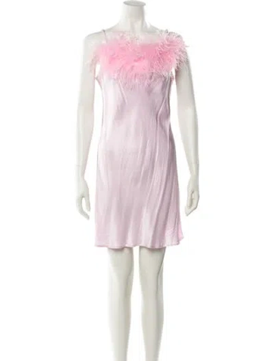 Pre-owned Sleeper Feather Trim Nightgown In Pink