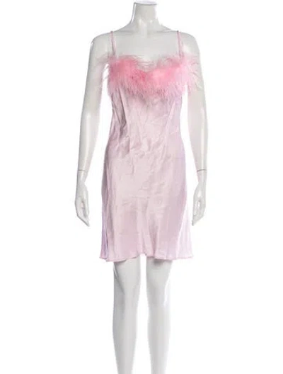 Pre-owned Sleeper Feather Trim Nightgown In Pink