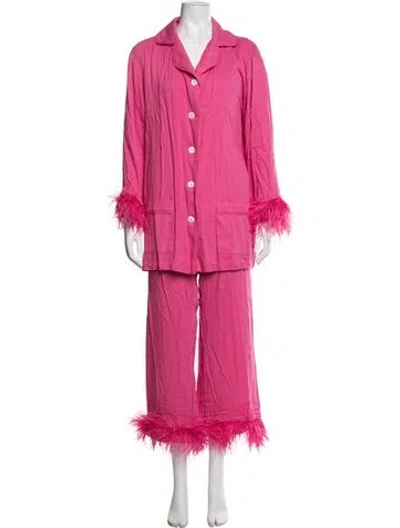 Pre-owned Sleeper Feather Trim Nightgown In Pink