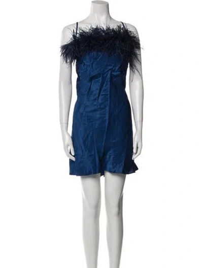 Pre-owned Sleeper Feather Trim Nightgown W/ Tags In Blue