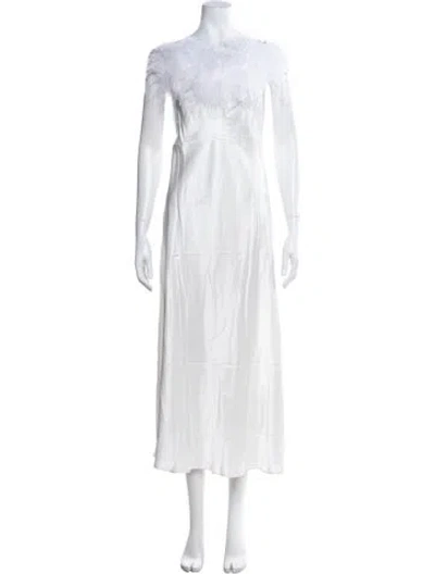 Pre-owned Sleeper Feather Trim Nightgown W/ Tags In Neutral