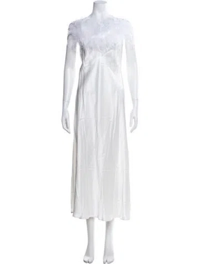 Pre-owned Sleeper Feather Trim Nightgown W/ Tags In Neutral