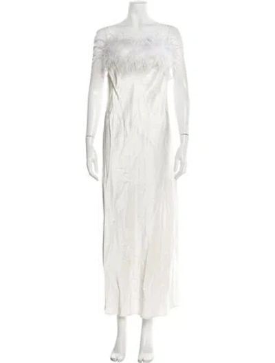 Pre-owned Sleeper Feather Trim Nightgown In White