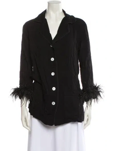 Pre-owned Sleeper Feather Trim Pajamas In Black