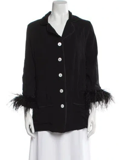Pre-owned Sleeper Feather Trim Pajamas In Black
