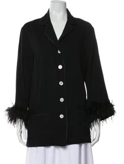 Pre-owned Sleeper Feather Trim Pajamas In Black