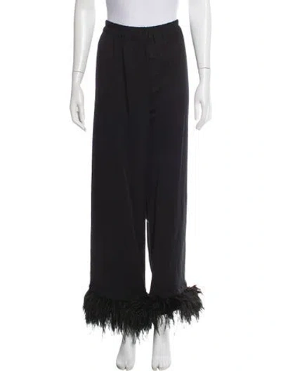 Pre-owned Sleeper Feather Trim Pajamas In Black