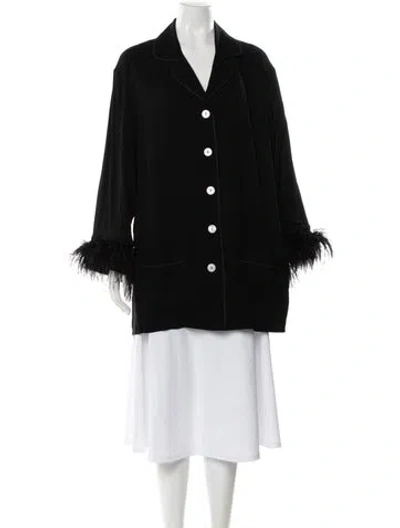 Pre-owned Sleeper Feather Trim Pajamas In Black