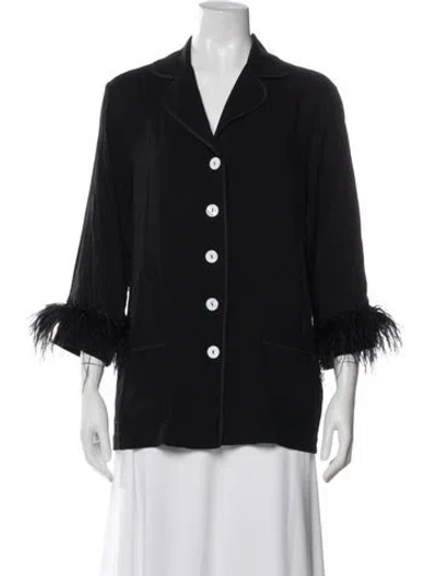 Pre-owned Sleeper Feather Trim Pajamas In Black