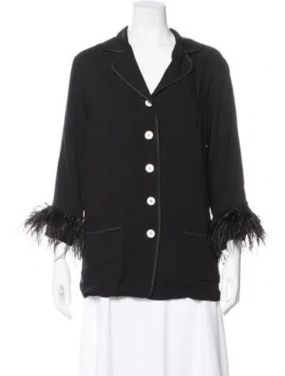 Pre-owned Sleeper Feather Trim Pajamas In Black