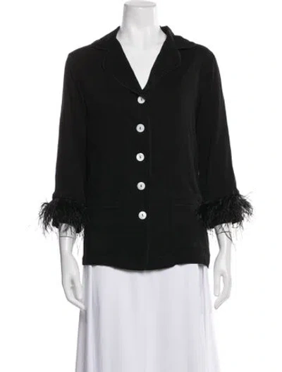 Pre-owned Sleeper Feather Trim Pajamas In Black