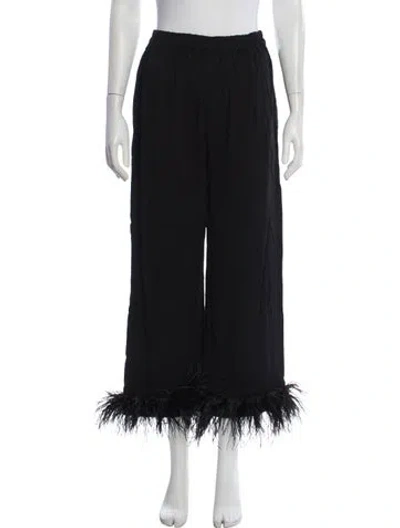 Pre-owned Sleeper Feather Trim Pajamas In Black