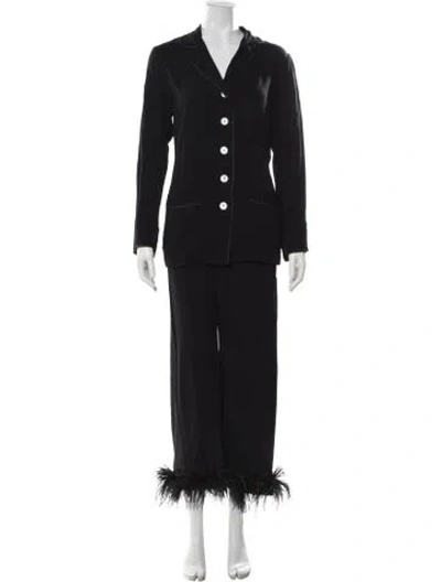 Pre-owned Sleeper Feather Trim Pajamas In Black