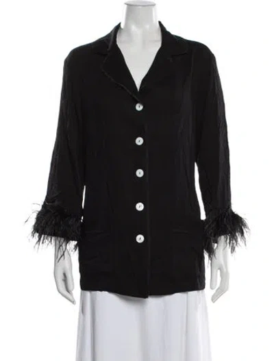 Pre-owned Sleeper Feather Trim Pajamas In Black