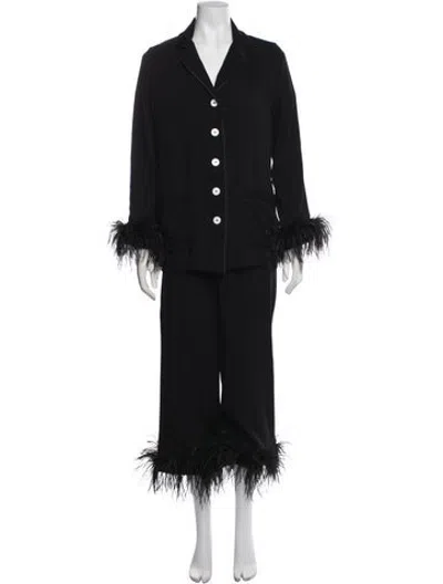 Pre-owned Sleeper Feather Trim Pajamas In Black