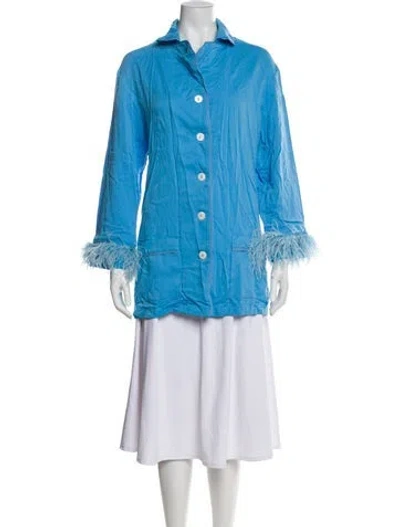 Pre-owned Sleeper Feather Trim Pajamas In Blue