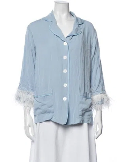 Pre-owned Sleeper Feather Trim Pajamas In Blue