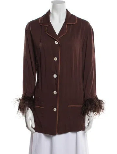 Pre-owned Sleeper Feather Trim Pajamas In Brown