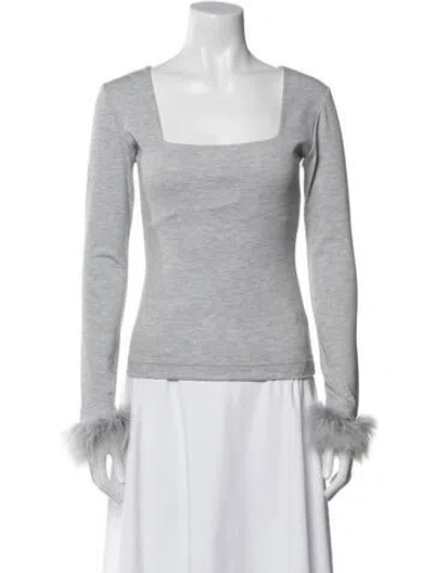 Pre-owned Sleeper Feather Trim Pajamas In Gray