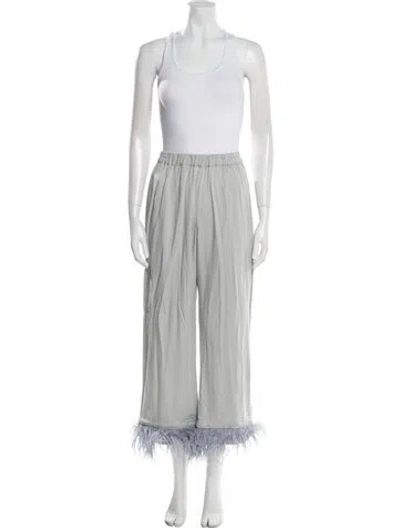 Pre-owned Sleeper Feather Trim Pajamas In Gray