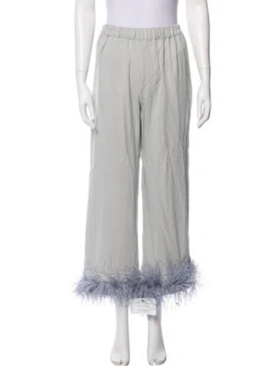 Pre-owned Sleeper Feather Trim Pajamas In Gray