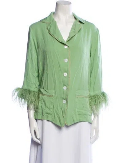 Pre-owned Sleeper Feather Trim Pajamas In Green