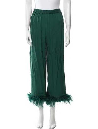 Pre-owned Sleeper Feather Trim Pajamas In Green