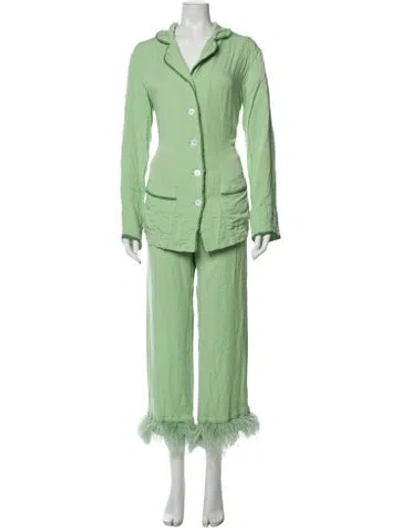 Pre-owned Sleeper Feather Trim Pajamas In Green